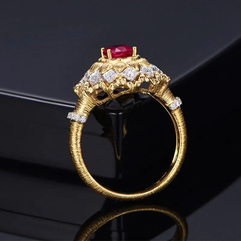 Sun Rays Ruby Ring