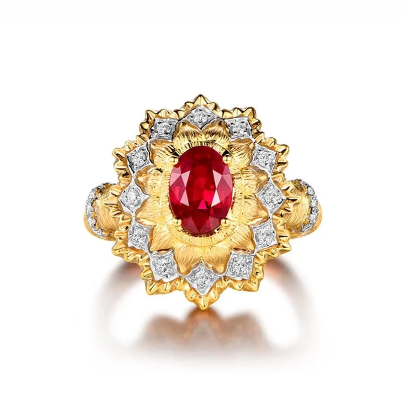 Sun Rays Ruby Ring