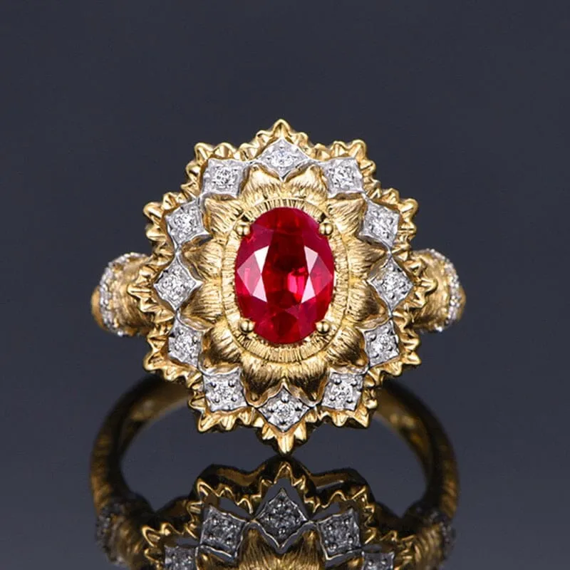 Sun Rays Ruby Ring