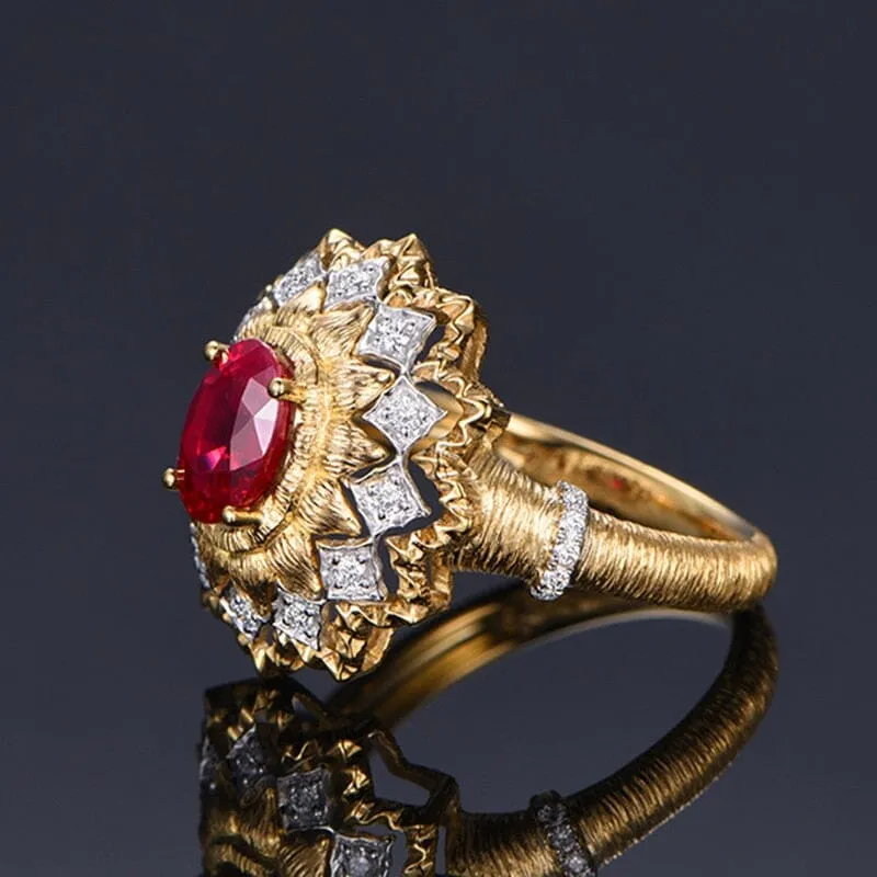 Sun Rays Ruby Ring