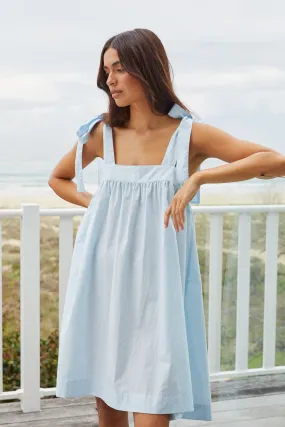 Suzie Tie Nightie - Cotton - Baby Blue