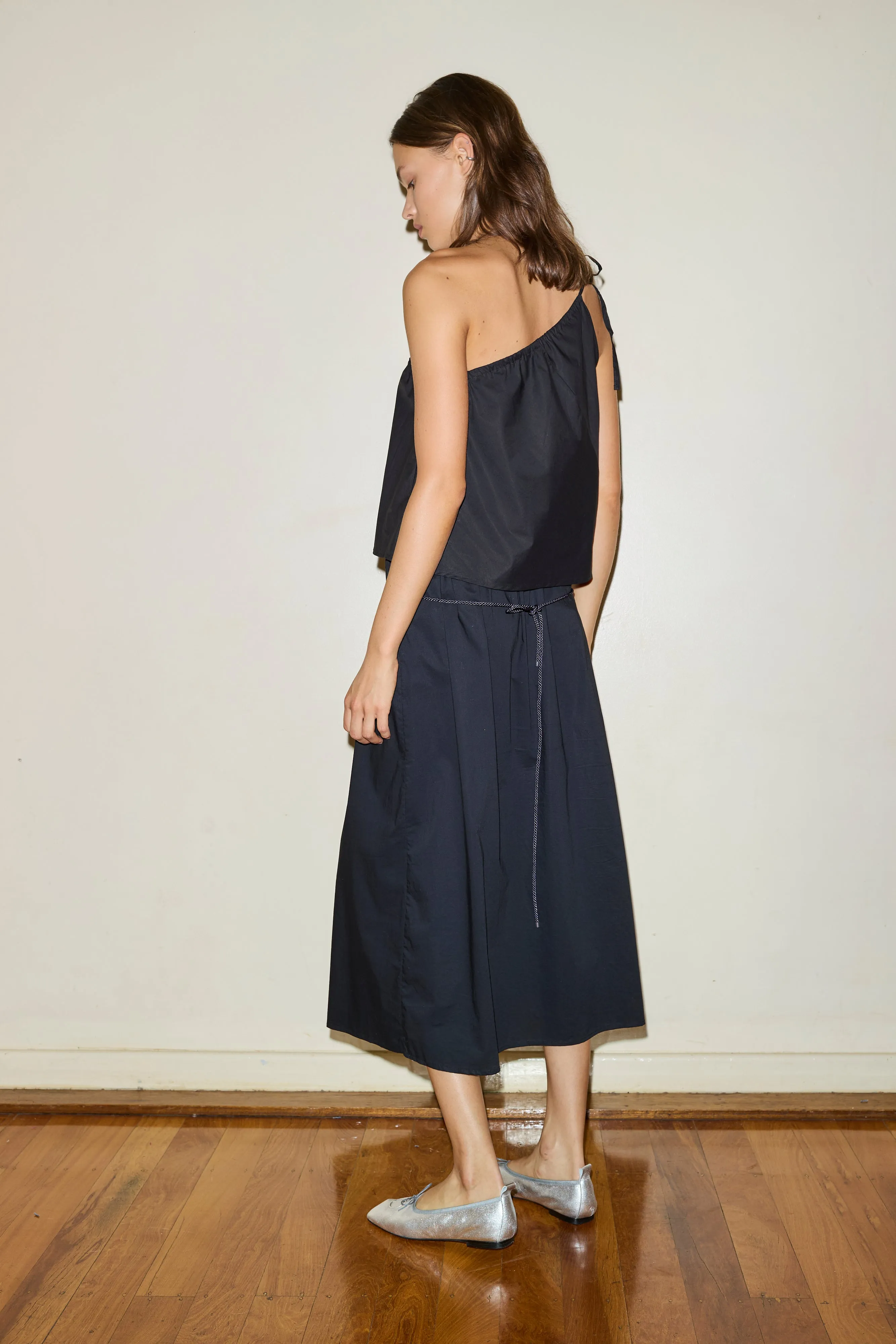 The Mid Cotton Skirt  - Black