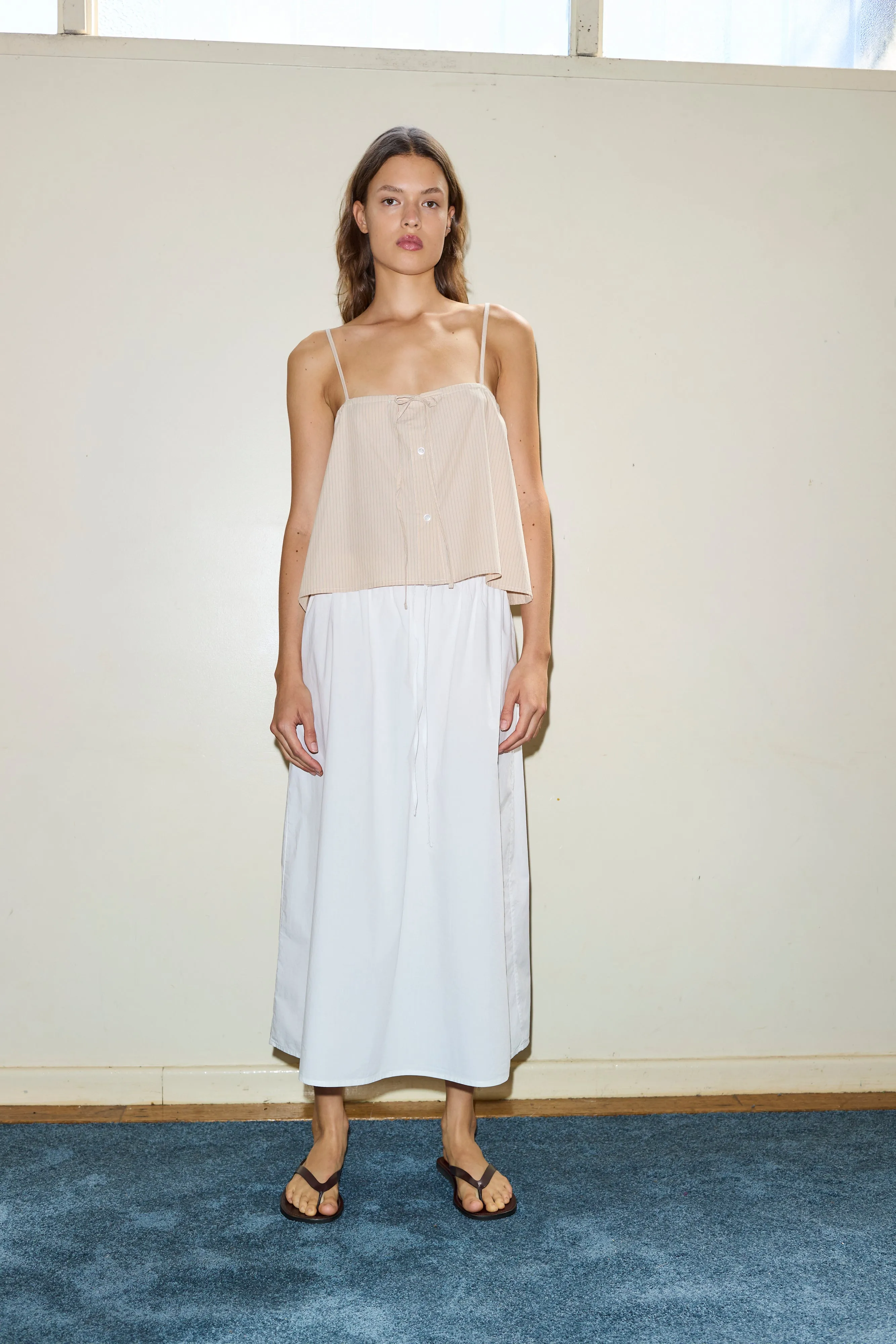 The Mid Cotton Skirt  - White