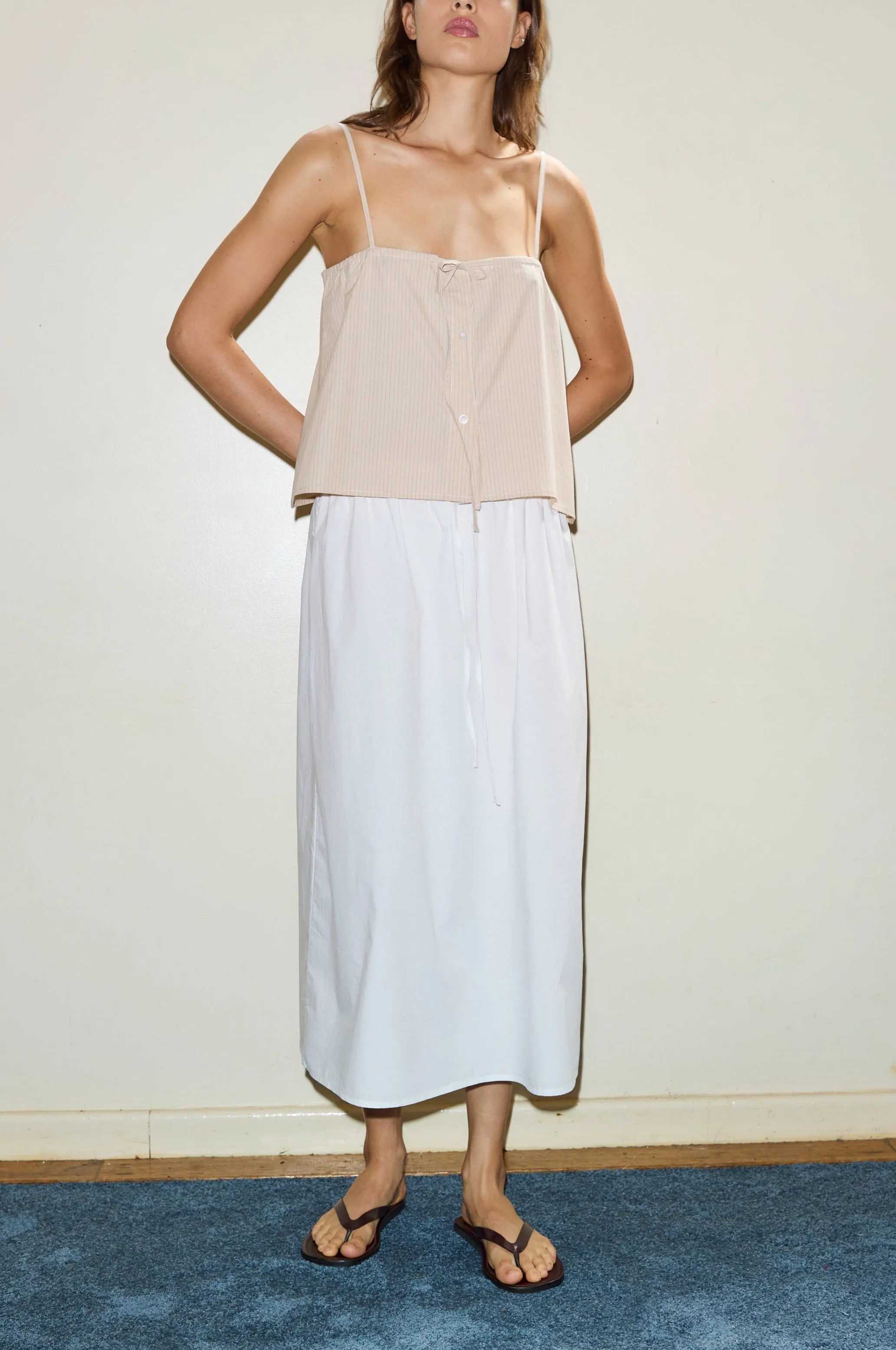 The Mid Cotton Skirt  - White