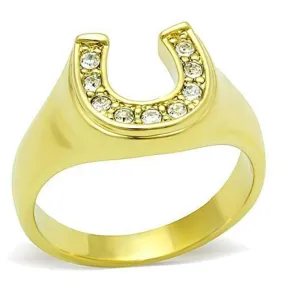 WildKlass Stainless Steel Charm Ring IP Gold Women Top Grade Crystal Clear