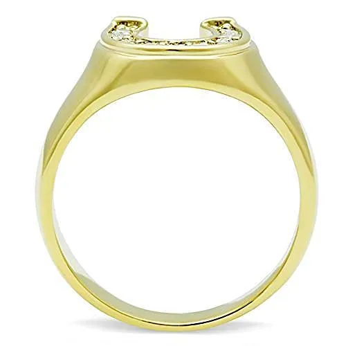 WildKlass Stainless Steel Charm Ring IP Gold Women Top Grade Crystal Clear