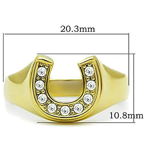 WildKlass Stainless Steel Charm Ring IP Gold Women Top Grade Crystal Clear