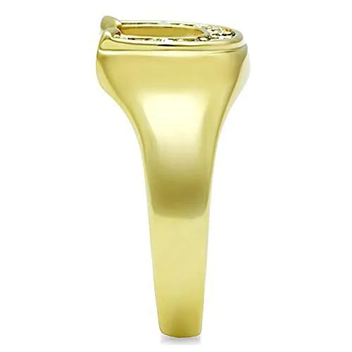 WildKlass Stainless Steel Charm Ring IP Gold Women Top Grade Crystal Clear