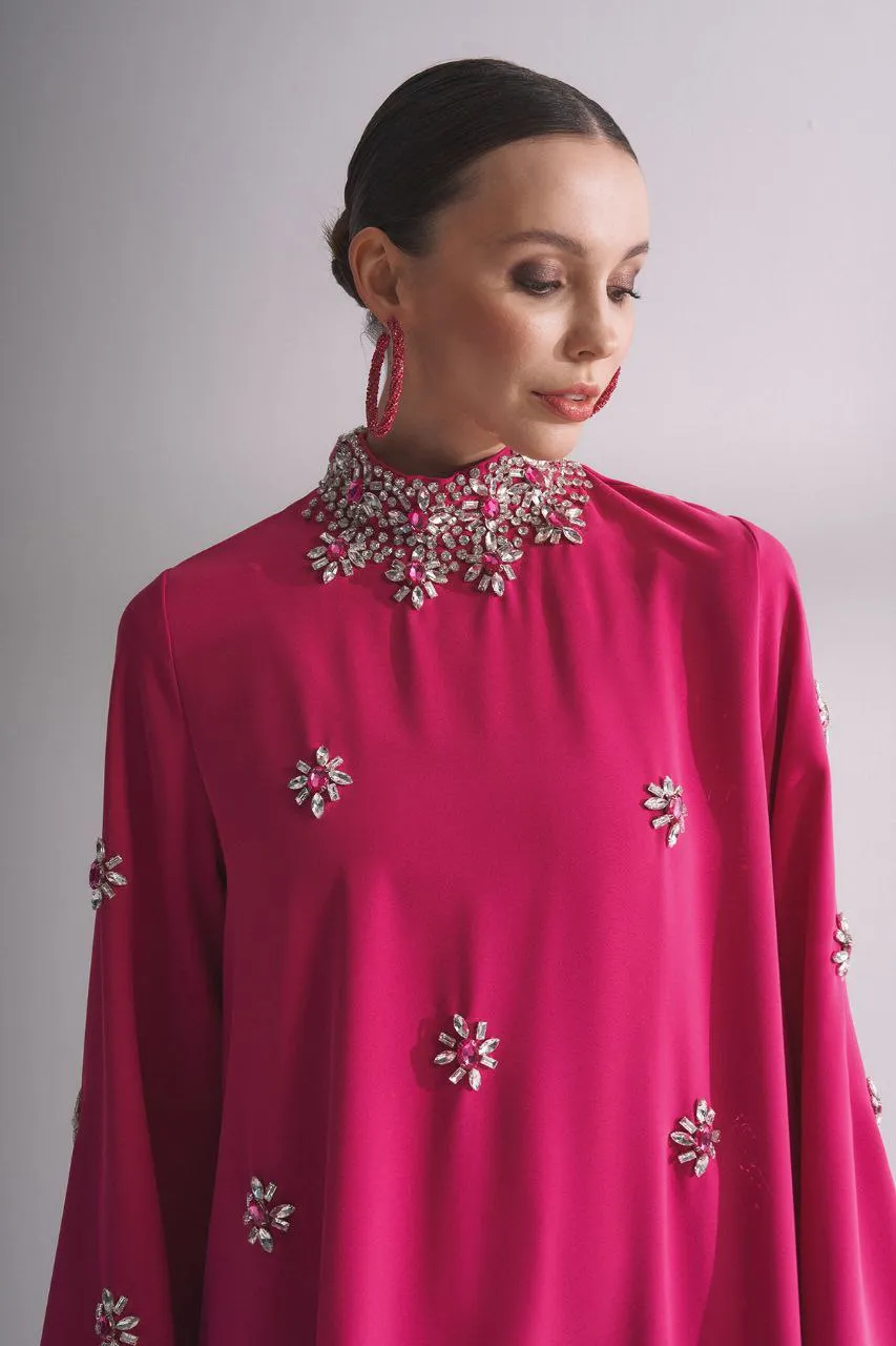 Yoshi Abaya with Embellished Crystal Collar