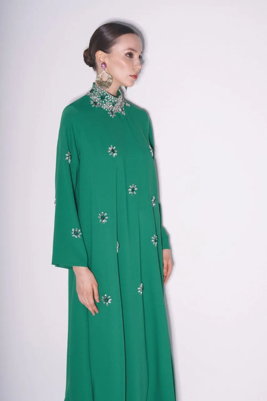 Yoshi Abaya with Embellished Crystal Collar