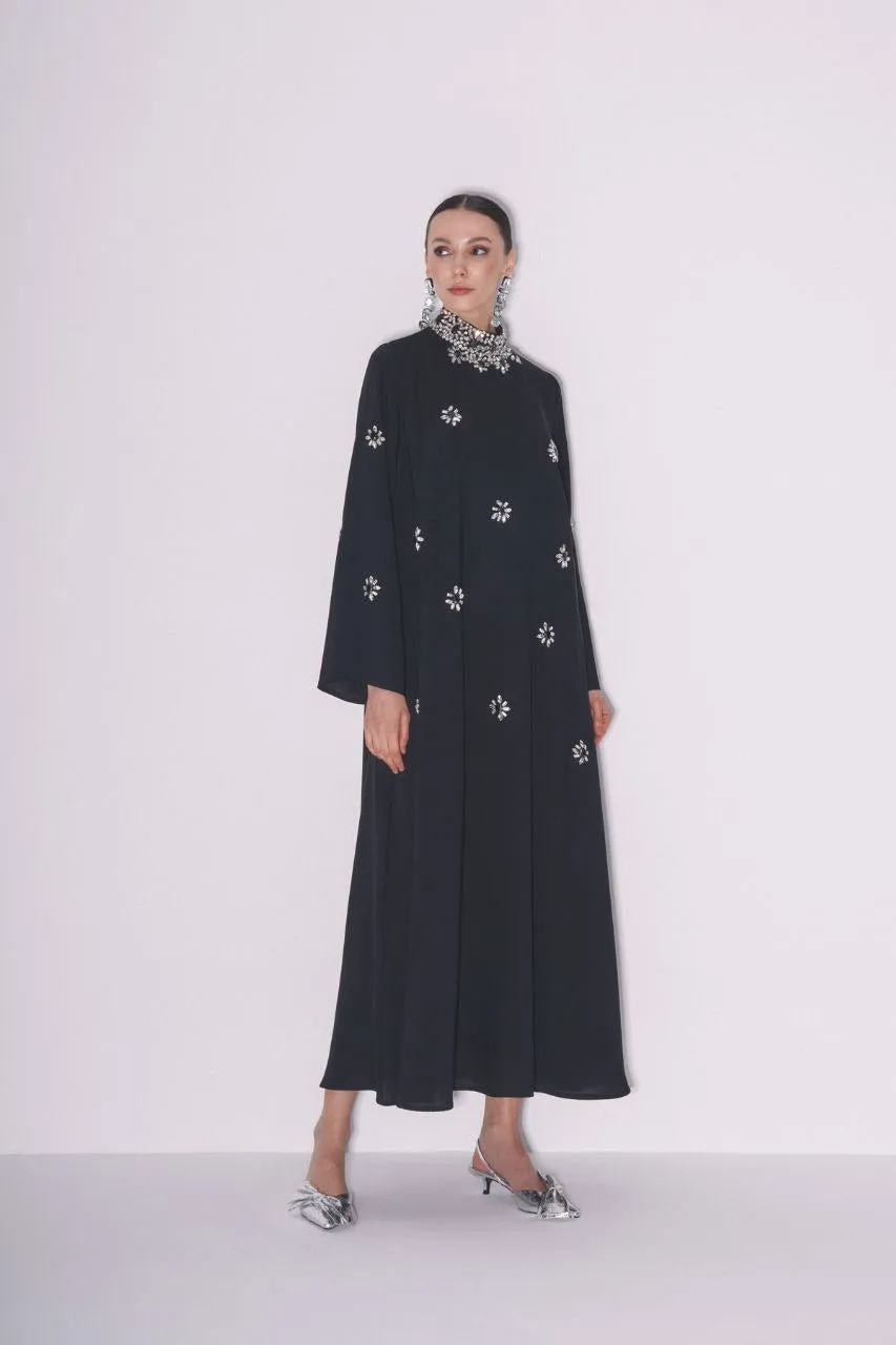 Yoshi Abaya with Embellished Crystal Collar