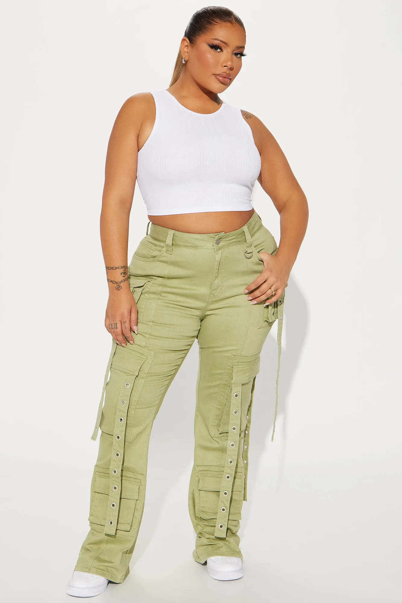 Your Best Shot Cargo Flare Pant - Sage